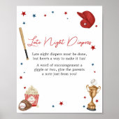 Baseball Baby-Dusche Spate Night Diapers Poster (Vorne)