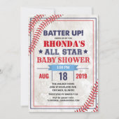 Baseball Baby Dusche Vintag Grunge Einladung (Vorderseite)