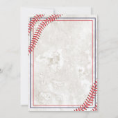 Baseball Baby Dusche Vintag Grunge Einladung (Rückseite)