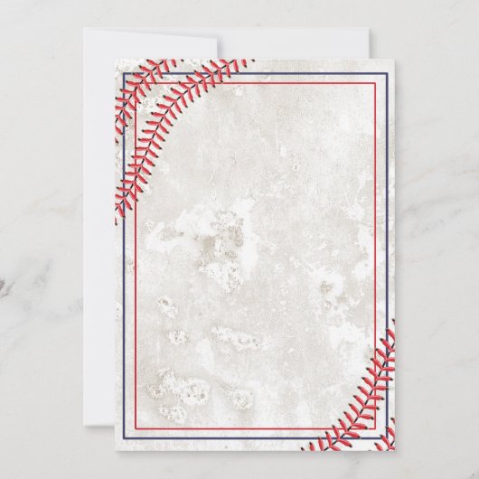 Baseball Baby Dusche Vintag Grunge Einladung (Rückseite)