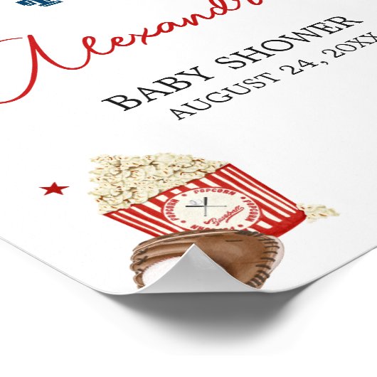 Baseball Baby Dusche Willkommen Poster (Ecke)