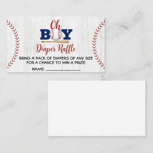 Baseball Baby Dusche Windeln Raffle Visitenkarte (Vorne/Hinten)