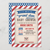 Baseball-Baby-Duschen-Einladungs-Vintages rotes Einladung (Vorne/Hinten)