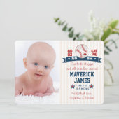 Baseball Baby Geburtserklärung mit Fotos Ankündigung (Stehend Vorderseite)