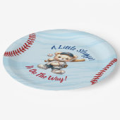 Baseball-Baby-Party Pappteller (Schrägansicht)