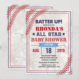 Baseball-Baby-Party Vintage-Grunge-Einladung Einladung