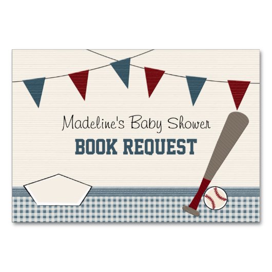 BASEBALL BABY SHOWER BOOK REQEUST CARD TISCHNUMMER (Rückseite)