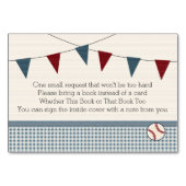 BASEBALL BABY SHOWER BOOK REQEUST CARD TISCHNUMMER (Vorderseite)
