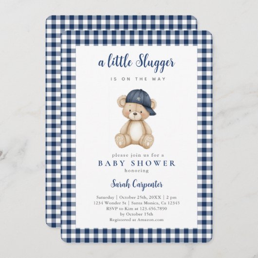 Baseball Baby Shower Boy Invitation Einladung (Vorne/Hinten)