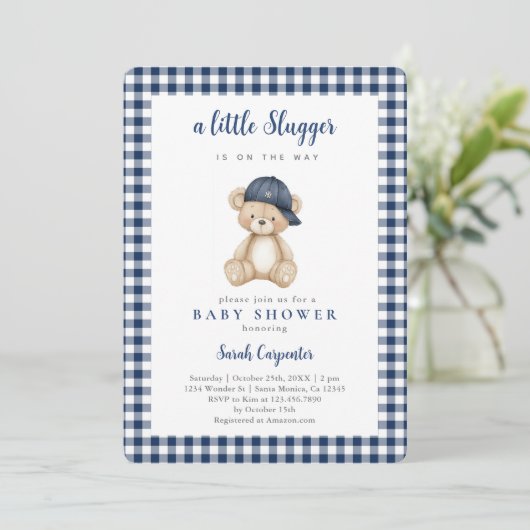 Baseball Baby Shower Boy Invitation Einladung (Stehend Vorderseite)