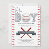 Baseball Baby Shower Oh Boy Einladung (Vorderseite)