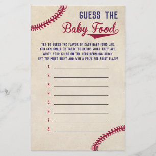 Baseball Baby Shower Raten Sie das Baby Food Game Flyer