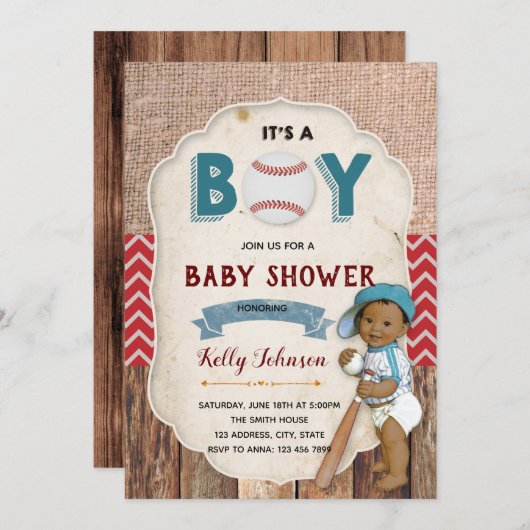 Baseball-Babydusche Einladung (Vorne/Hinten)