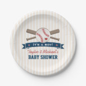 Baseball-Babydusche für überquerte Fledermäuse Pappteller (Vorderseite)