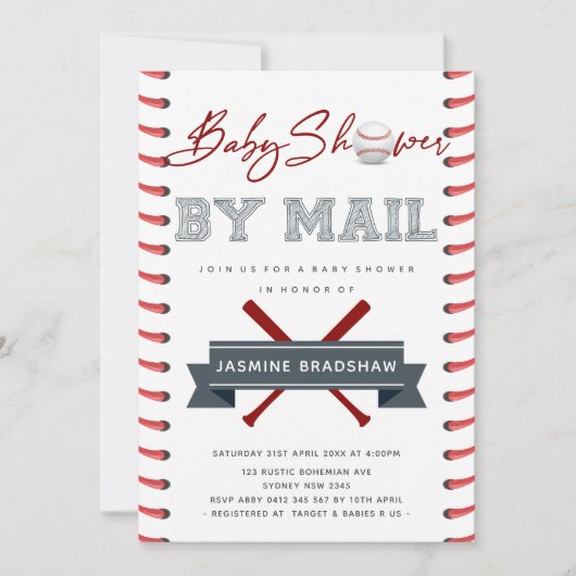 Baseball-Babydusche per Mail Einladung (Vorderseite)