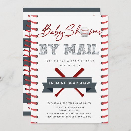 Baseball-Babydusche per Mail Einladung (Vorne/Hinten)