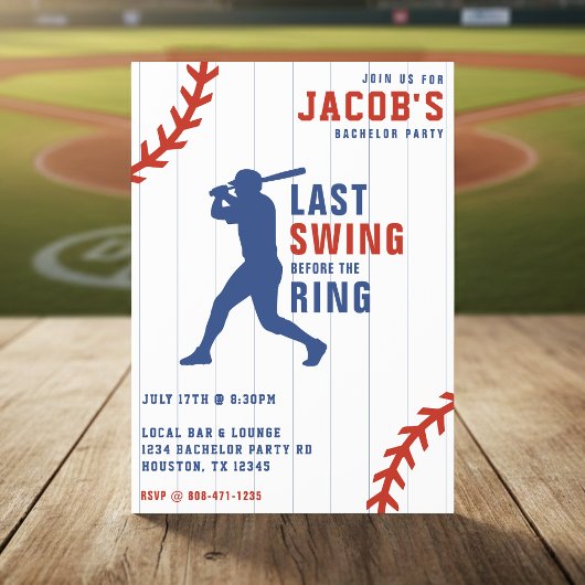 Baseball Bachelor Party Last Swing Before the Ring Einladung