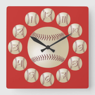 Baseball Backwards Clock Quadratische Wanduhr