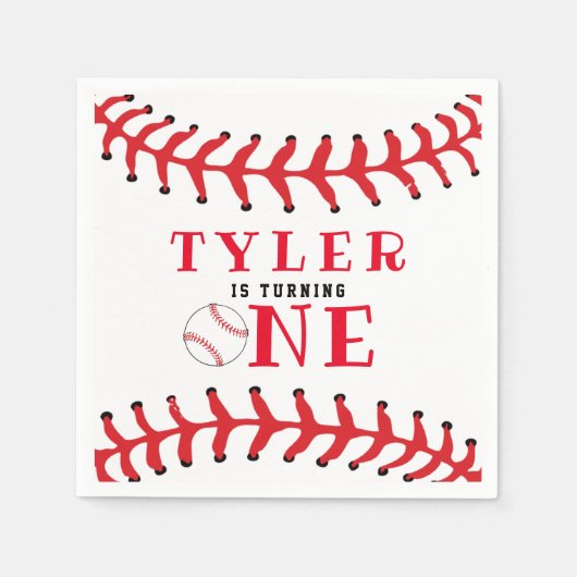 Baseball Ball 1. Geburtstag Sportbote Geburtstag Serviette (Vorderseite)