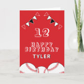 Baseball Ball and Flags Sports Kids Birthday Karte (Vorderseite)