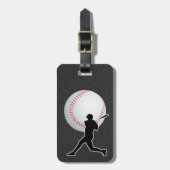 Baseball - Ball and Player silhouette Name Address Gepäckanhänger (Vorderseite vertikal)