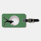 Baseball - Ball and Player silhouette Name Address Gepäckanhänger (Vorderseite horizontal)