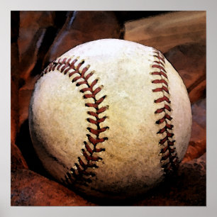 Baseball Ball Artwork Poster - Square Poster