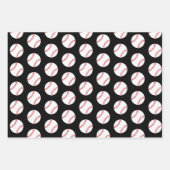 Baseball Ball Black Pattern Kids Name Geschenkpapier Set (Vorderseite 3)
