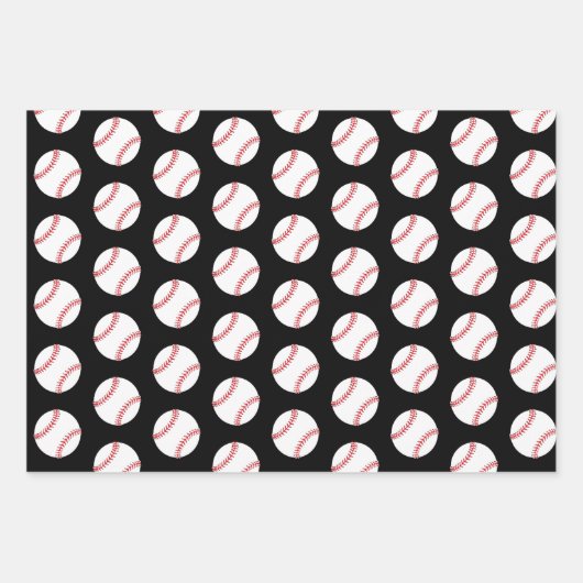 Baseball Ball Black Pattern Kids Name Geschenkpapier Set (Vorderseite 3)