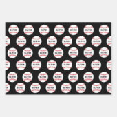 Baseball Ball Black Pattern Kids Name Geschenkpapier Set (Vorderseite)