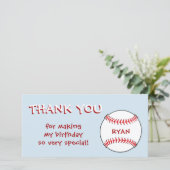 Baseball Ball Blue Birthday Boy Danke, Card Dankeskarte (Stehend Vorderseite)