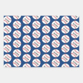 Baseball Ball Blue Muster Kids Name Geschenkpapier Set (Vorderseite 2)