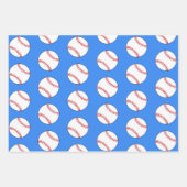 Baseball Ball Blue Muster Kids Name Geschenkpapier Set (Vorderseite 2)