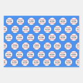 Baseball Ball Blue Muster Kids Name Geschenkpapier Set (Vorderseite)
