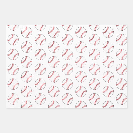 Baseball Ball Blue Muster Kids Name Geschenkpapier Set (Vorderseite 3)