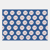 Baseball Ball Blue Muster Kids Name Geschenkpapier Set (Vorderseite)