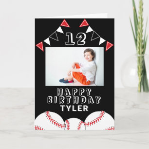 Baseball Ball Fahnen Sport Kinder Foto Geburtstag Karte