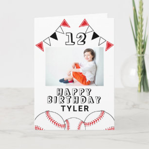 Baseball Ball Fahnen Sport Kinder Foto Geburtstag  Karte