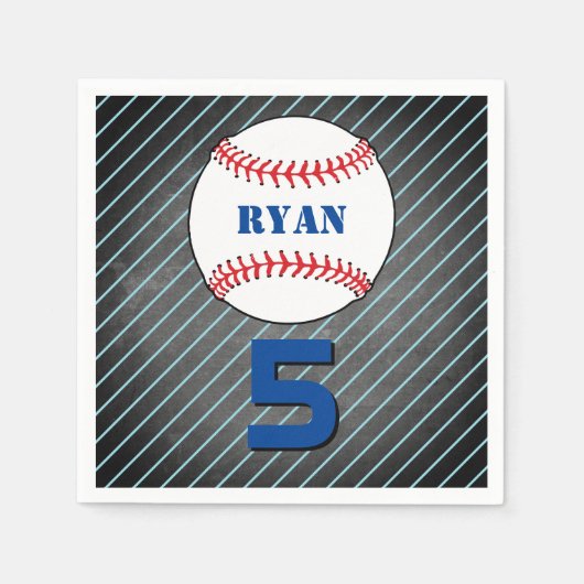 Baseball Ball Geburtstag Personalisiert Kids Party Serviette (Vorderseite)