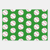 Baseball Ball Green Muster Kids Name Geschenkpapier Set (Vorderseite 2)