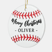 Baseball Ball Individuelle Name Frohe Weihnachten Keramik Ornament (Links)