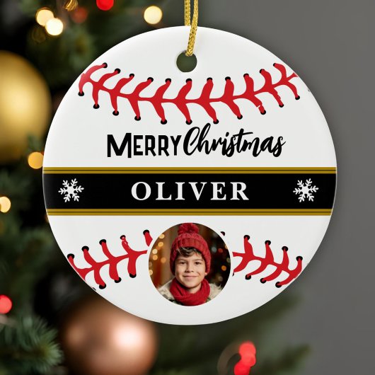 Baseball Ball Individuelle Name Frohe Weihnachten Keramik Ornament
