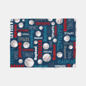 Baseball-Ball ist blau-weiß-individuelle Name Fleecedecke (Vorderseite (Horizontal))