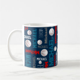 Baseball-Ball ist blau-weiß-individuelle Name Kaffeetasse