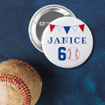Baseball Ball Jagdfahnen 60. Geburtstag Button<br><div class="desc">Baseball Ball Bunting Fahnen 60. Geburtstag Taste. Das Design hat Baseball und bunte Fahnen in rot,  weiß und blau. Fügen Sie Ihren Namen hinzu.</div>