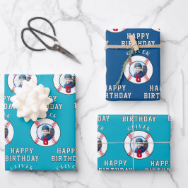 Baseball Ball Kids Birthday Photo Geschenkpapier Set
