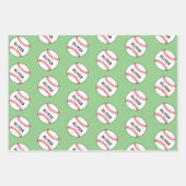 Baseball-Ball-Muster Kids Name Birthday Geschenkpapier Set (Vorderseite 2)