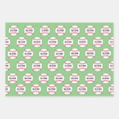 Baseball-Ball-Muster Kids Name Birthday Geschenkpapier Set (Vorderseite)