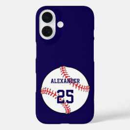 Baseball Ball Name & Nummer iPhone 16 Hülle