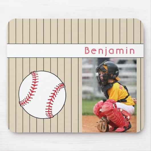 Baseball Ball Name und Foto Sports Mousepad (Vorne)